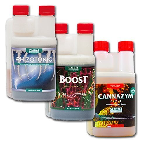 Canna Boost, Cannazym, Rhizotonic Plant Additives Hydroponic Nutrient Bundle (1 Liter)