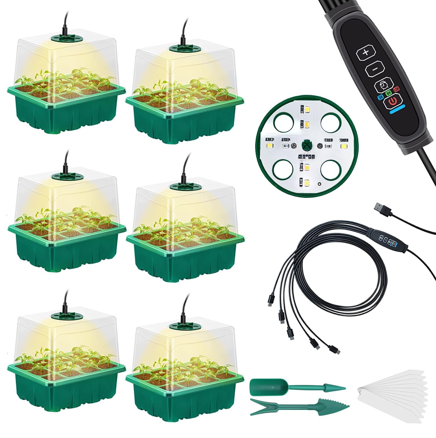 CANNABMALL Seedling Starter Trays MMF7 6 Packs Seed Starter with Grow