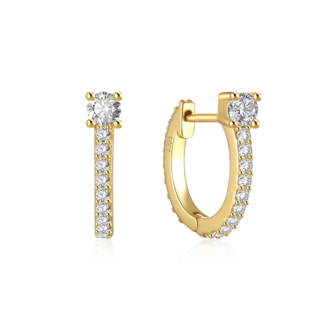 CANNER 925 Sterling Silver Glossy Hoop Earrings Gold Color Tiny