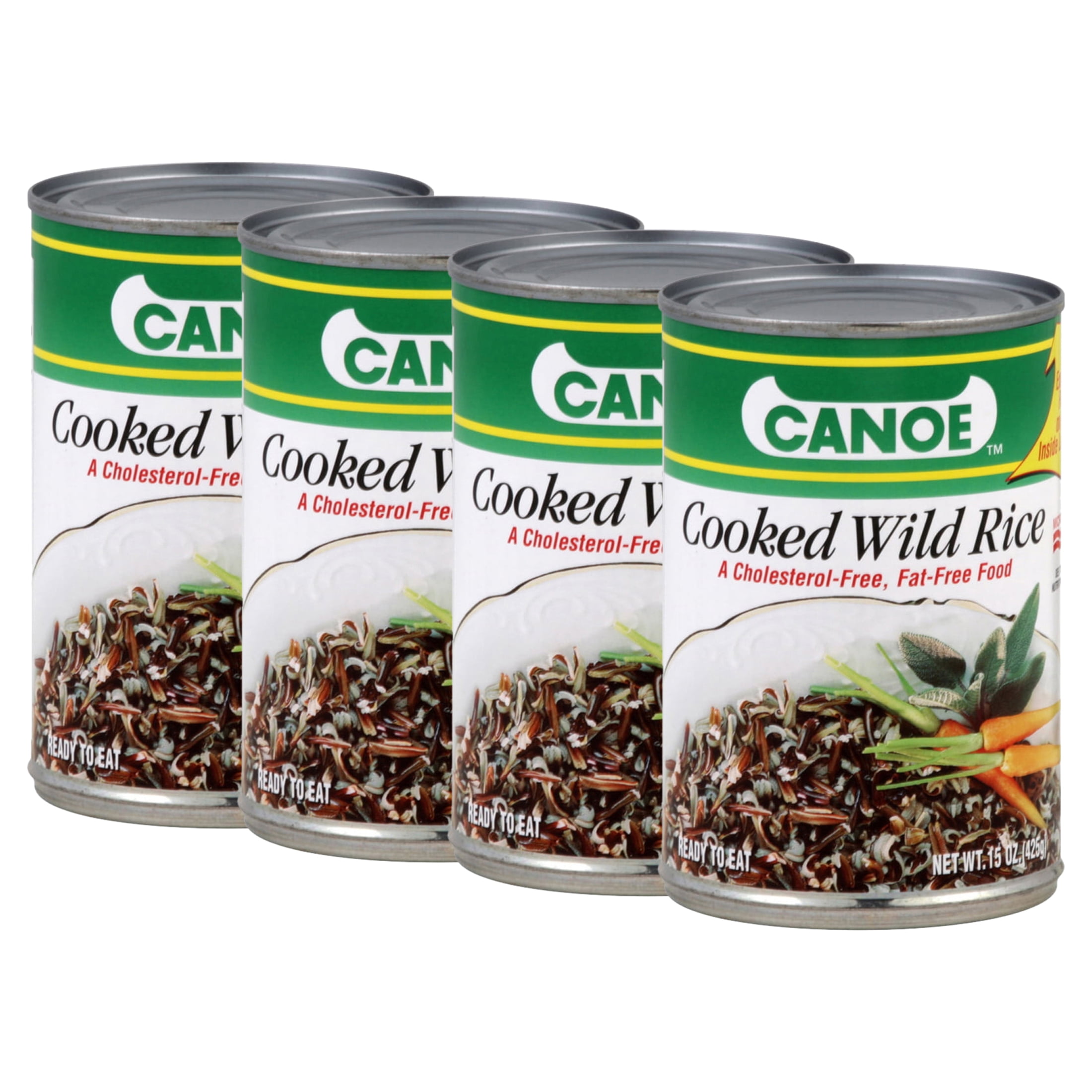 (4 pack) CANOE, RICE WILD PRECOOKED Tin, 15 oz, (Single Item)