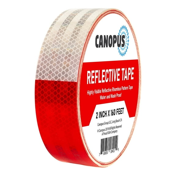 CANOPUS 2 in x 160 ft Reflective Tape DOT-C2 Waterproof Red-White Adhesive Conspicuity Tape, with High Visibility and Luminosity for Safety of Vehicles, Bikes, Trucks and Trailers