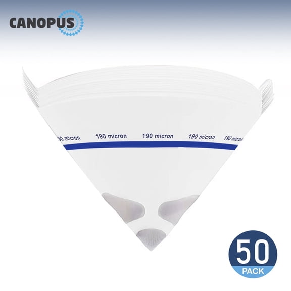 CANOPUS 50 pack fine mesh paper paint strainer, 190 micron cone funnel screen, disposable nylon filter tips for automotive and crafts