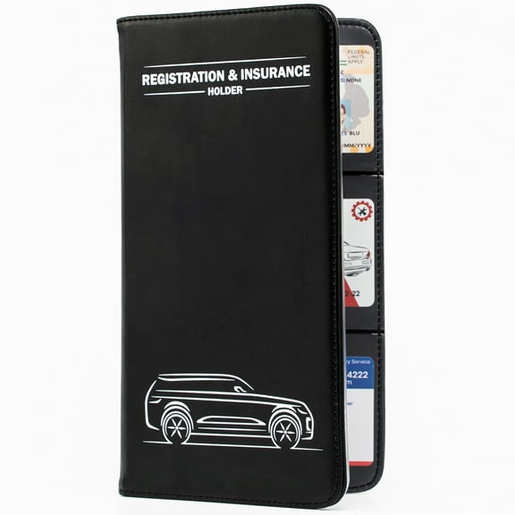 CANOPUS Car Registration and Insurance Holder, Car Document Holder, Vehicle Glove Box Organizer, Wallet for Auto, Motorcycle, Truck, 1 Holder with 2 Sets of EZ Pass Strips, SUV