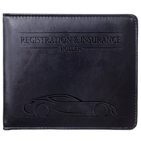 Canopus Black Car Registration & Insurance Holder with Magnetic Closure, Embossed PU Leather Glove Box Organizer, 1 pack with EZ Pass Strips