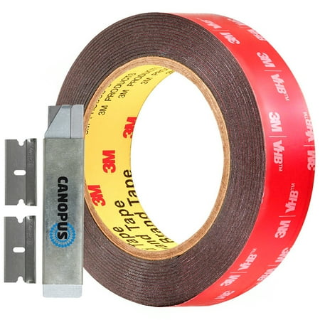 CANOPUS Double Sided Tape, 5952 Heavy Duty Mounting Tape, Strong Bond & Weatherproof Seal Strip for Automotive Mounting, Picture and Photo Frame, Poster, Décor, 1.00in x 15ft, Black, Made in USA