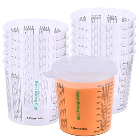 CANOPUS Measuring Cups, Mixing Cups for Epoxy and Resin, Graduated Paint Mixing Cups, Disposable Plastic Mixing Cups for Automotive and Art Projects, 44 ounce (1 quart) with 3 Lids (Pack of 12)