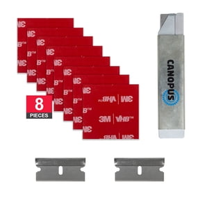 CANOPUS Mounting Square Tape Double Sided, Adhesive Pads Foam Tape, Made in USA, 5952 Roll, 8-PCs 2 in x 2 in Square Pack, with Box Cutter (1PC) and Razor Replacement (2PCs)