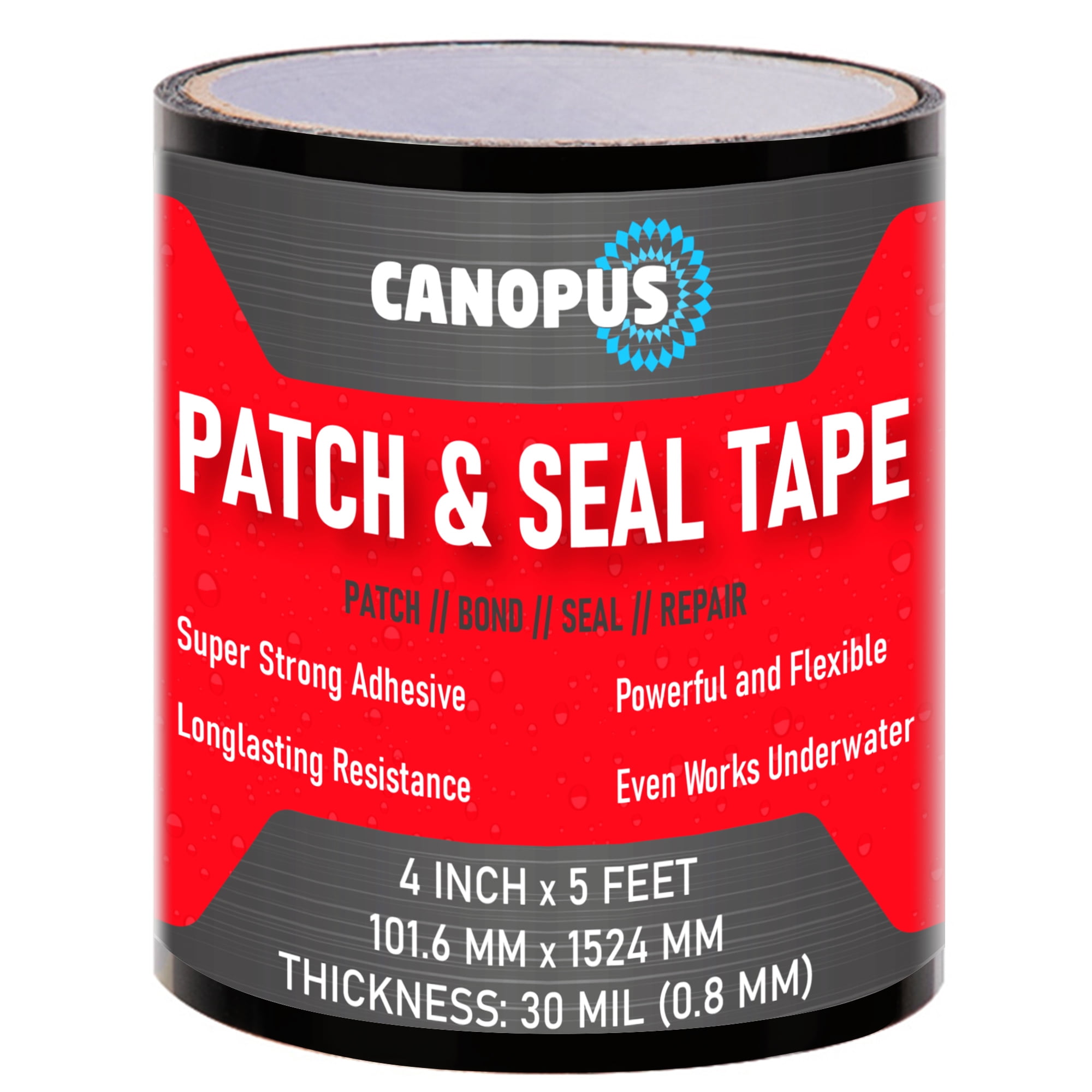 XFasten Waterproof Patch Seal Tape, Black, 4-Inch by 10-Foot