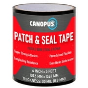 CANOPUS Patch and Seal Tape, Waterproof Tape for Indoor & Outdoor Use, Heavy Duty Thick Rubberized Repair Tape, Fix Leaks on Hoses, Pipes, Gutters, Roofs, Boats, Pools, 4" x 5' Black