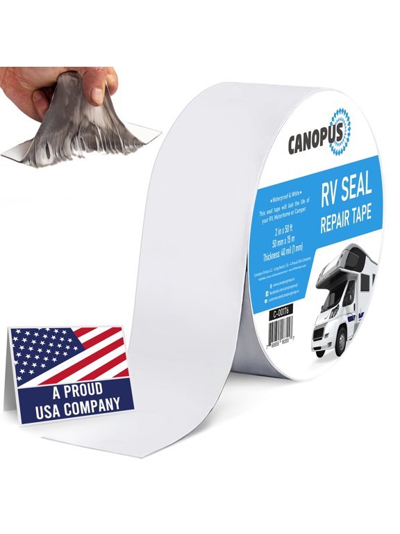 RV Roof Sealant Tape, White - 2" x 50', Roof Patch Repair Tape, Waterproof Leak Tape for RV punctures, Boat Sealing, Camper, Awning, Canopy, Tents, Tarpaulin and Greenhouse