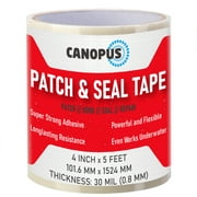 CANOPUS Waterproof Patch and Seal Tape, 4" x 5' White, Roof & Gutter Rubber Repair Tape, Fix Leaks on Hoses, Pipes, Gutters, Roofs, Boats, Pool Liners, Seal Coaxial Antenna and Electrical Cables