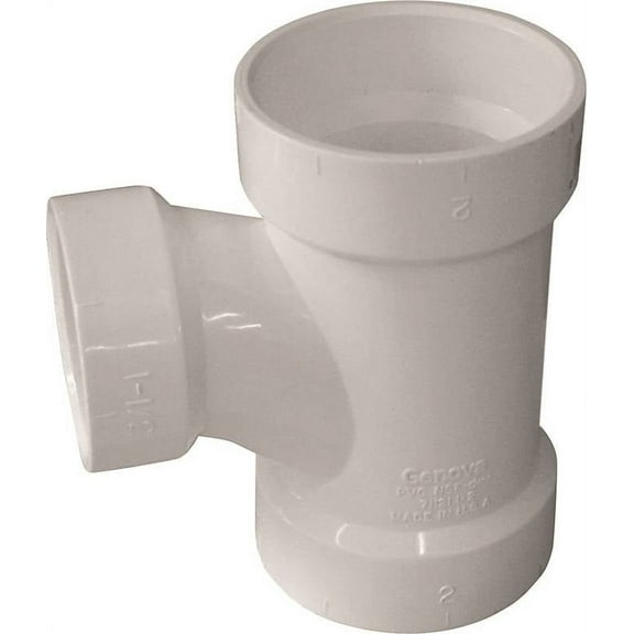 CANPLAS 192138P Reducing Sanitary Tee, 4 x 1-1/2 in, Hub, PVC, SCH 40 Schedule