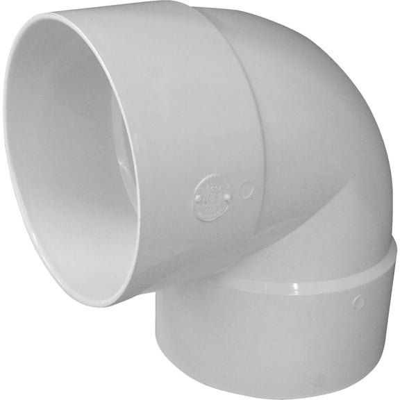 CANPLAS 414156BC Short Turn Pipe Elbow, 6 in, Hub, 90 deg Angle, PVC, White