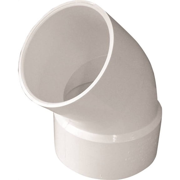 CANPLAS 414194BC Street Pipe Elbow, 4 in, Spigot x Hub, 45 deg Angle, PVC, White