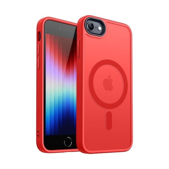 CANSHN Magnetic Case for iPhone SE 2022/iPhone SE 2020/iPhone 8, Built in Magnets Compatible with MagSafe, Translucent Matte Back Phone Cover for iPhone 8/SE 2/SE 34.7" Frosted Red