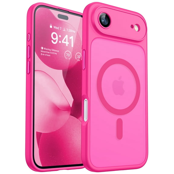 CANSHN Magnetic Compatible with iPhone Air Case, Upgraded [Full Camera Airtection] [Compatible with Magsafe] [Translucent Matte] ShockAirof Airtective Phone Case Cover 6.5 Inch - Hot Pink