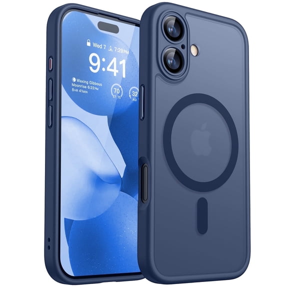 CANSHN Magnetic Compatible with iPhone 17 Case, Upgraded [Full Camera Protection] [Compatible with Magsafe] [Translucent Matte] Shockproof Protective Phone Case Cover 6.3 Inch - Deep Blue