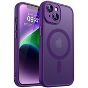 CANSHN Magnetic Compatible with iPhone 14 Case, Upgraded [Full Camera Protection] [Compatible with Magsafe] [Translucent Matte] Shockproof Protective Phone Case Cover 6.1 Inch - Deep Purple