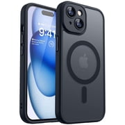 CANSHN Magnetic Compatible with iPhone 15 Plus Case, Upgraded [Full Camera Protection] [Compatible with Magsafe] [Translucent Matte] Shockproof Protective Phone Case Cover 6.7 Inch - Black
