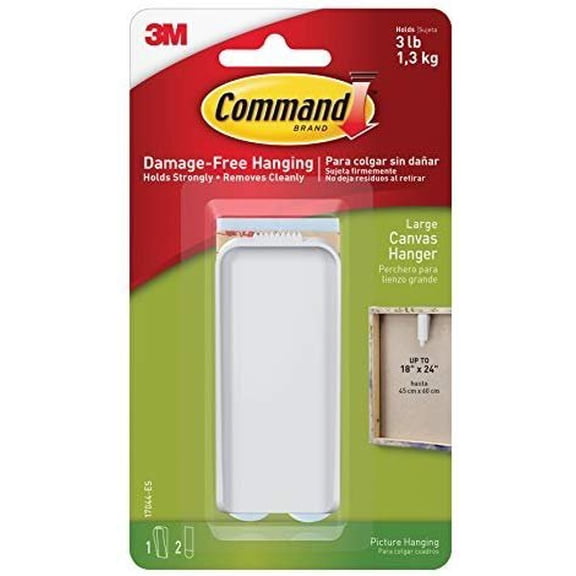 3M Canvas Hanger Large - Easy Installation, Adhesive, White - 10 Pack