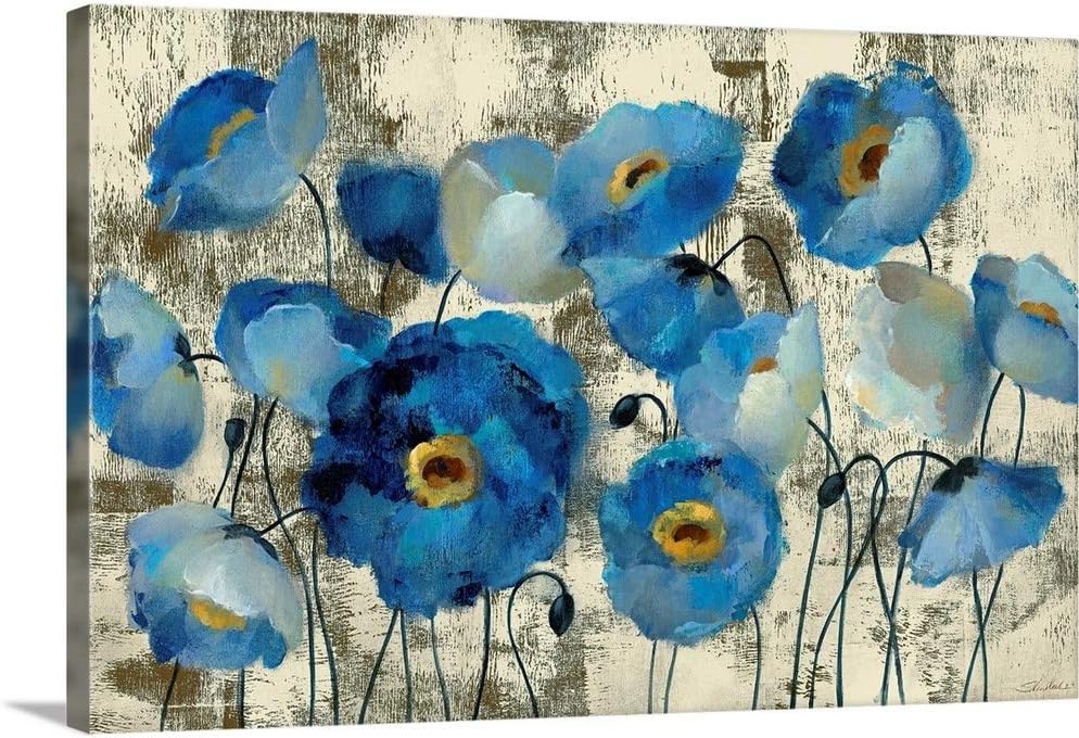 CANVAS ON DEMAND Aquamarine Floral Canvas Wall Art Print by Silvia