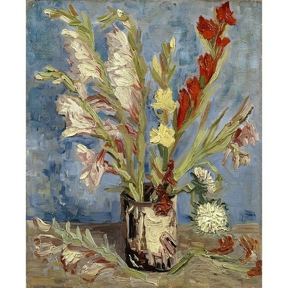 CANVAS Vase with Gladioli and China Asters 1886 By Vincent Van Gogh 24x18