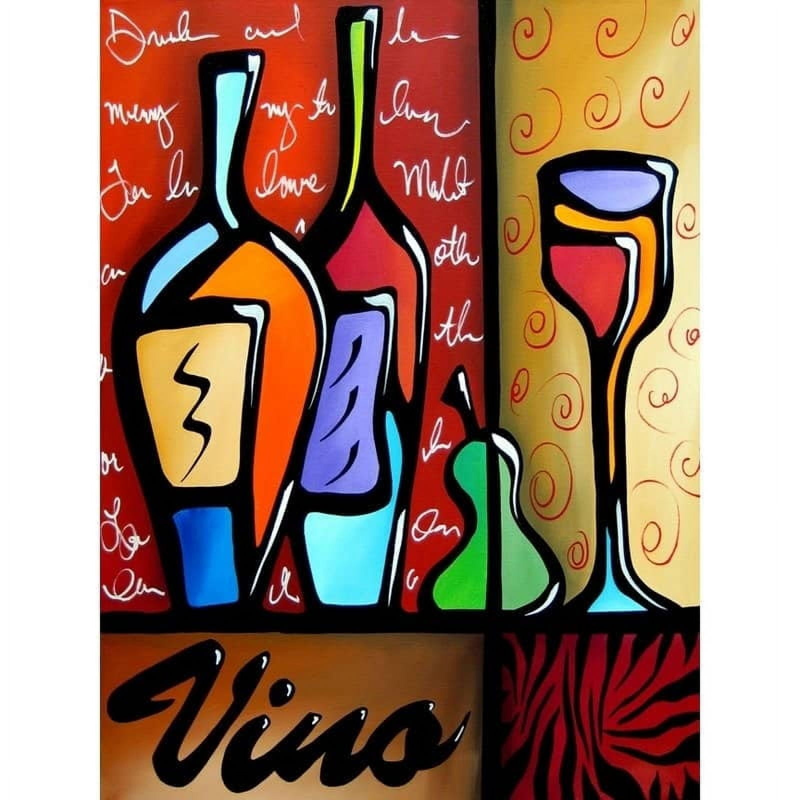 Vino Wine Modern Acrylic Canvas Art Print 10" x 8"