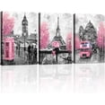 thumbnail image 1 of CANVASZON Wall Art Pink and Gray Canvas Art Girls Room Decor Paris Theme Rustic Canvas Print Art, 1 of 6