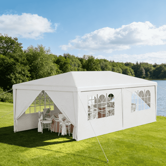 CANVORA 10x20ft Pop up Canopy with Sidewalls,Waterproof Canopy Tent for Outside,Party,Event,Commercial with Carry Bag,White