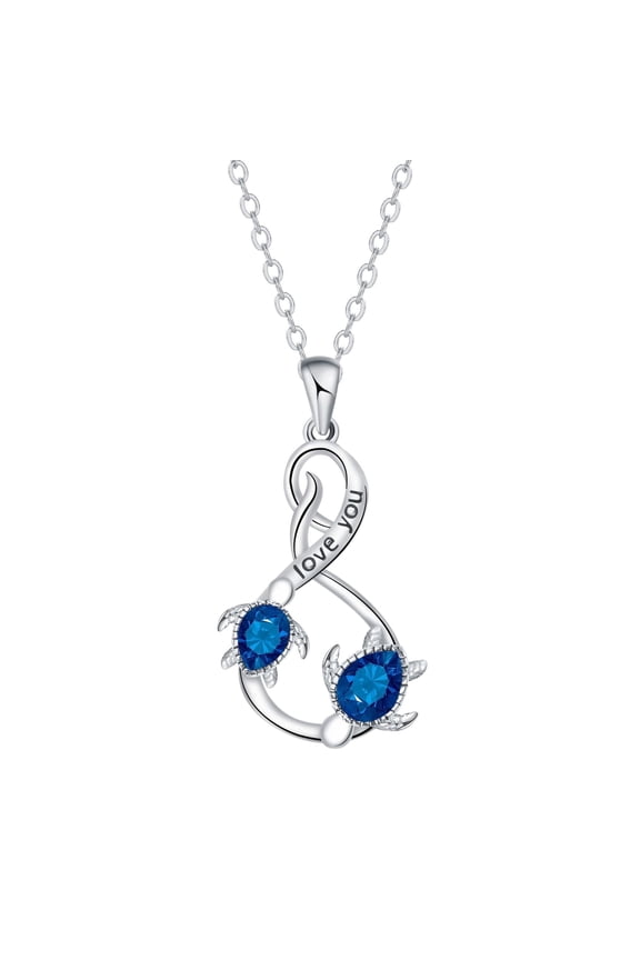 Valentine Gifts for Women, Sterling Silver Mother Turtle Necklace Infinity Jewelry for Mother Wife Girlfriend