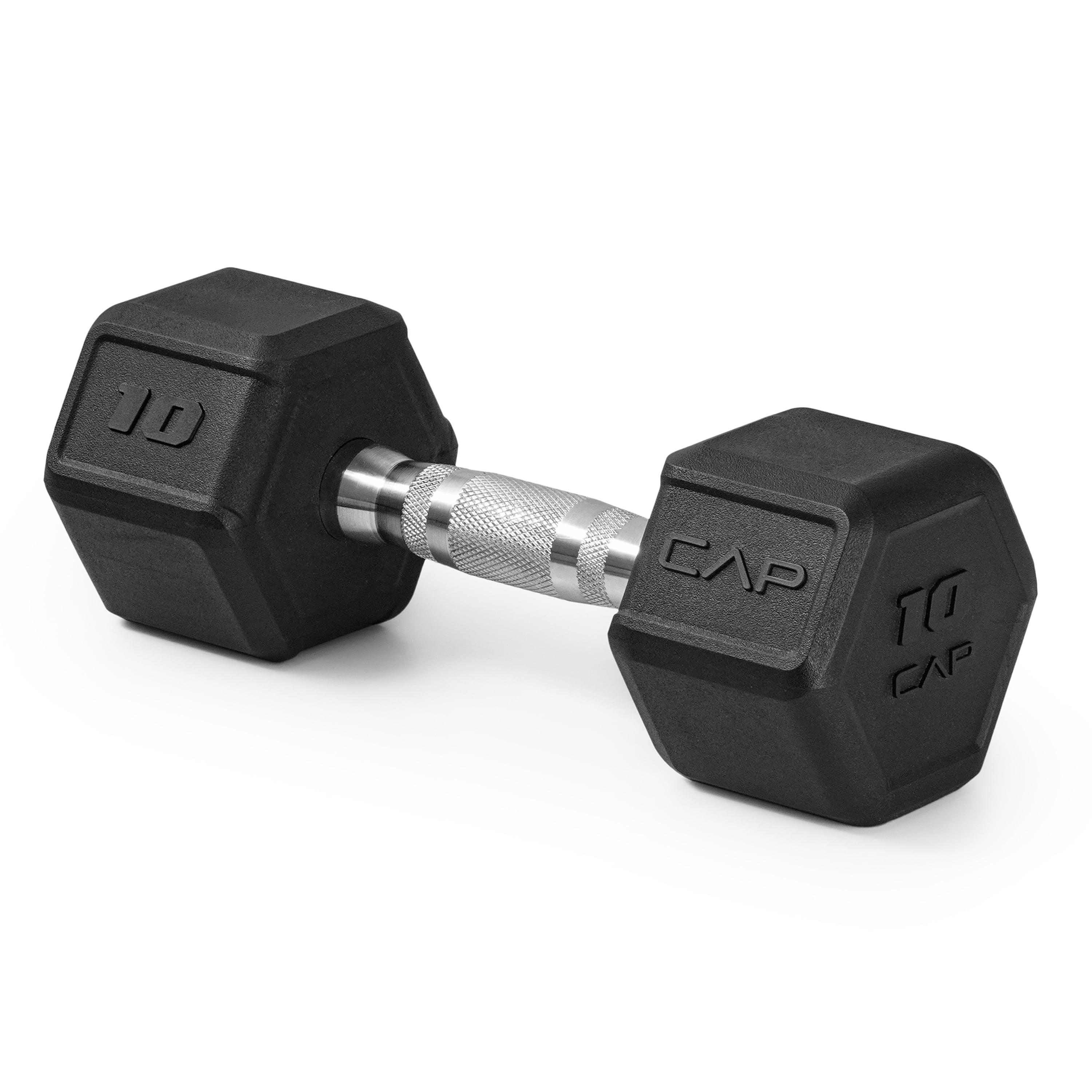 CAP 10 lb Rubber Coated Hex Dumbbell with Contoured Handle