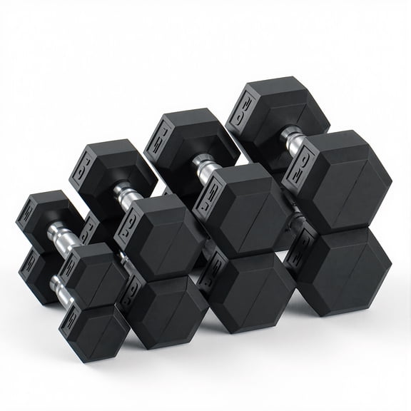 CAP 100lb Rubber Hex Dumbbell Set, Free Weights for Home Gym Strength Training