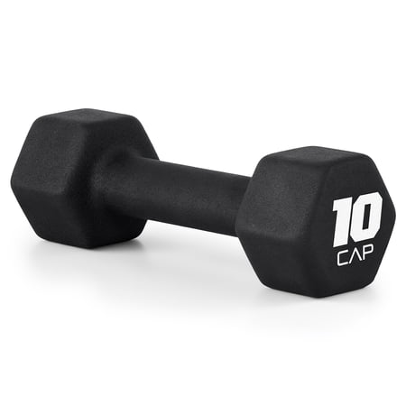 CAP, 10lb Neoprene Dumbbell, Black, Single