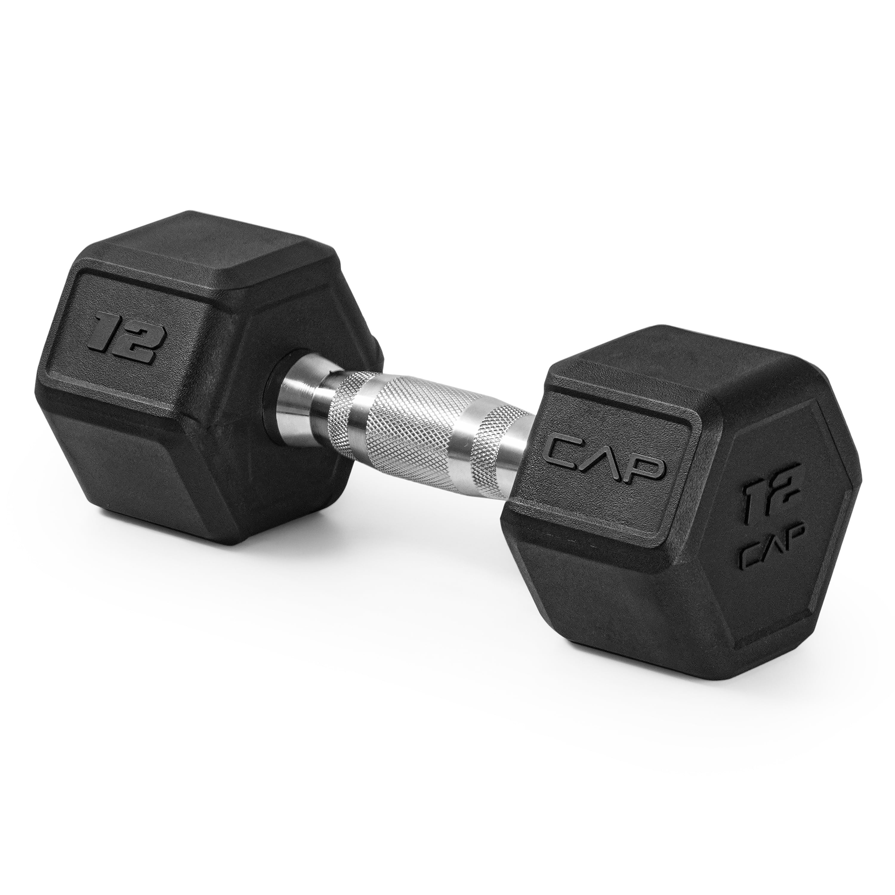CAP 12 lb Rubber Coated Hex Dumbbell with Contoured Handle