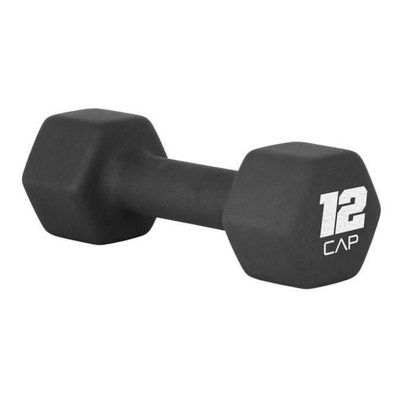 CAP, 12lb Neoprene Dumbbell, Black, Single