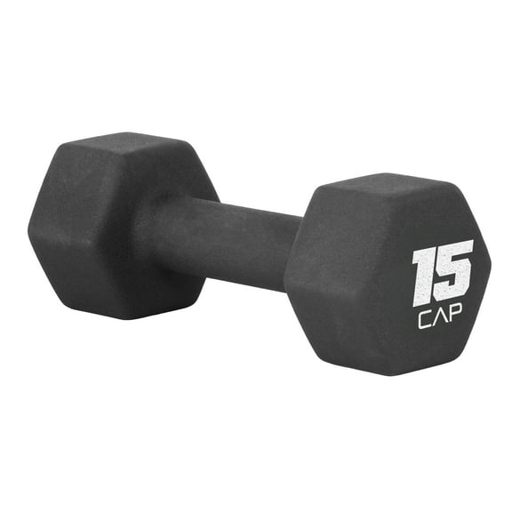 CAP, 15lb Neoprene Dumbbell, Black, Single