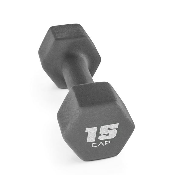 CAP, 15lb Neoprene Dumbbell, Cool Gray, Single