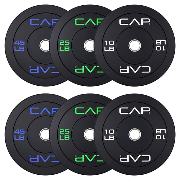 CAP 160lb Olympic Bumper Plate Weight Bundle, (2 x 10lb, 2 x 25lb and 2 x 45lb Plates)