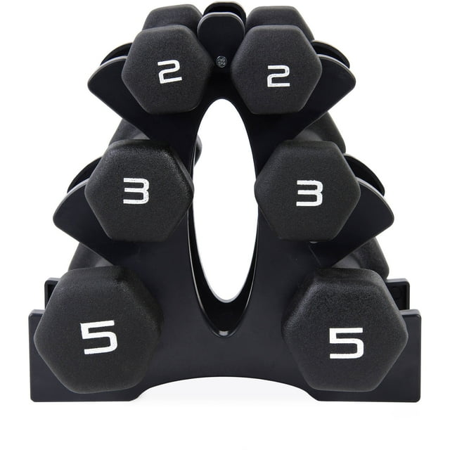 CAP 20lb Neoprene Dumbbell Set with Rack, Black