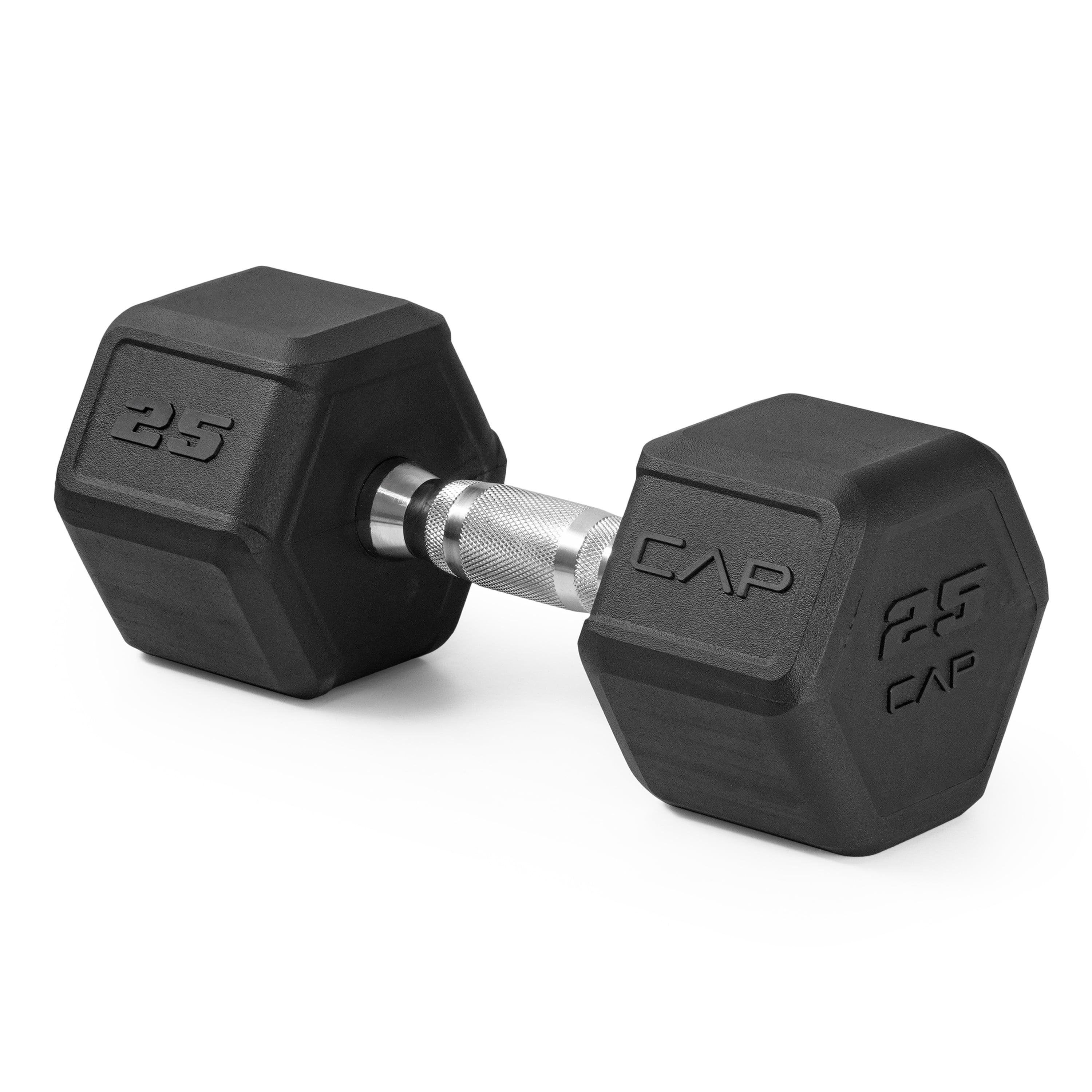 CAP 25 lb Rubber Coated Hex Dumbbell with Contoured Handle