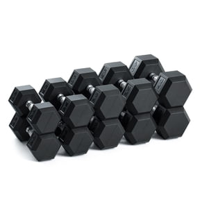 CAP 300lb Rubber Hex Dumbbell Set, Free Weights for Home Gym Strength Training