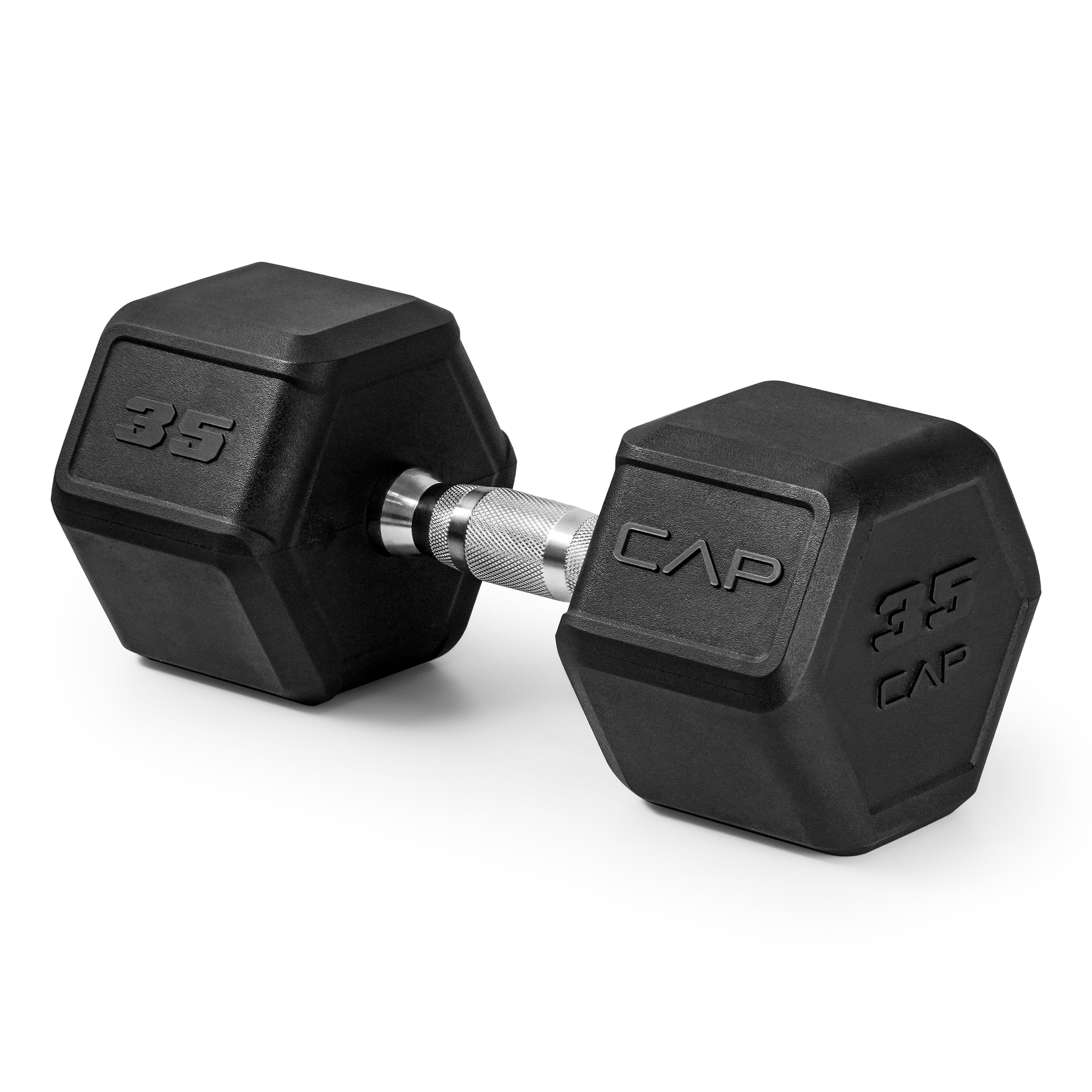 CAP 35 lb Rubber Coated Hex Dumbbell with Contoured Handle