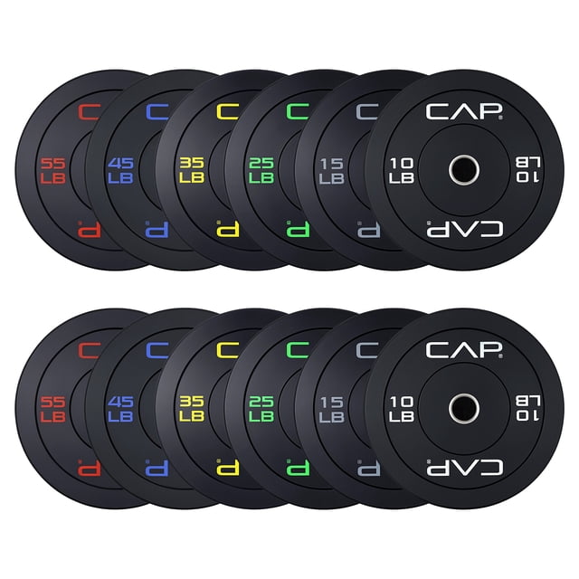 CAP 370lb Olympic Bumper Plate Bundle (2 x 10, 2 x 15, 2 x 25, 2 x 35 ...