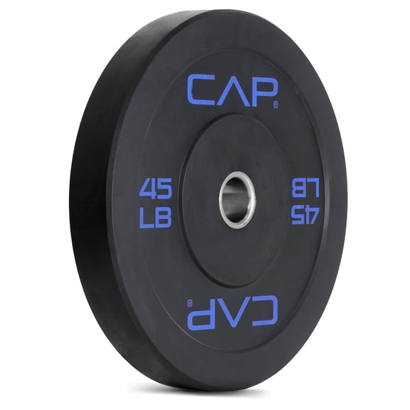 CAP 45 lb 2-Inch Olympic Bumper Weight Plates with Screened Logo, Single