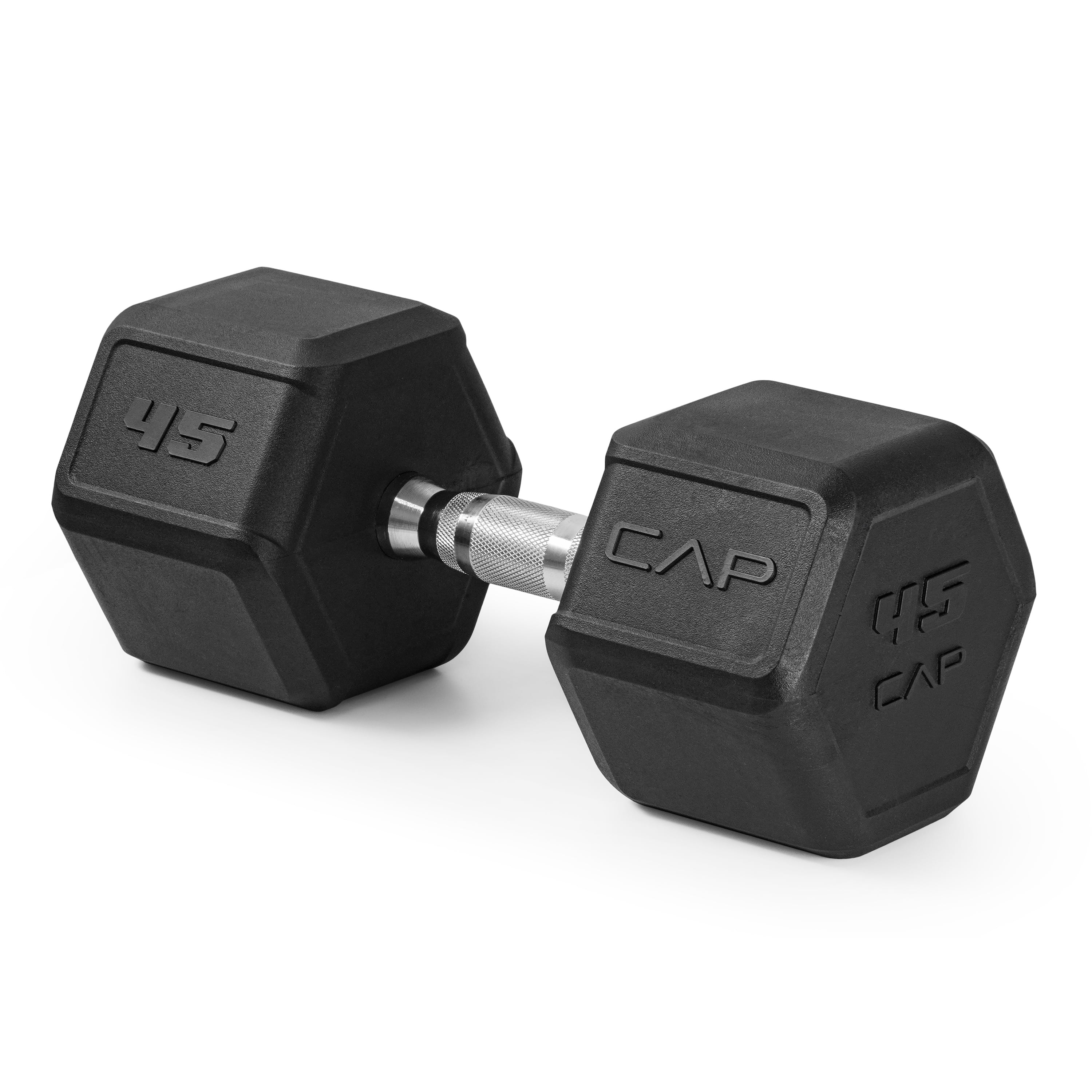 CAP 45 lb Rubber Coated Hex Dumbbell with Contoured Handle