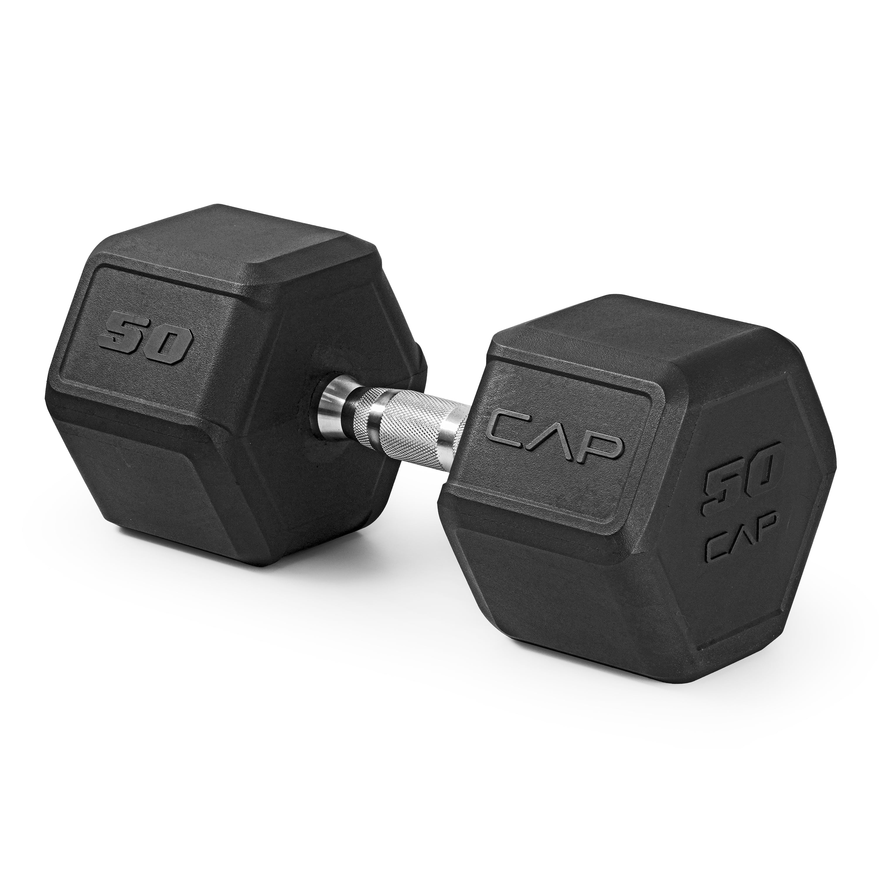 CAP 50 lb Rubber Coated Hex Dumbbell with Contoured Handle