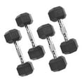 CAP 50 lb Rubber Hex Dumbbell Weight Set, Includes 2 x 10lb, 2 x 15lb Dumbbells
