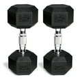 thumbnail image 1 of CAP 50 lb Rubber Hex Dumbbell Weight Set, Includes 2 x 25lb Dumbbells, 1 of 5