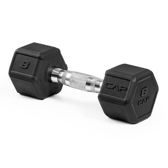CAP 8 lb Rubber Coated Hex Dumbbell with Contoured Handle
