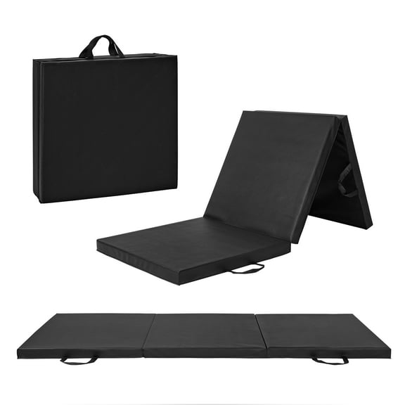 CAP All Purpose Folding Anti Tear Exercise Training Aerobic Fitness Gym & Balance Mat. 72"L x 24"W x 2" Thick, Black